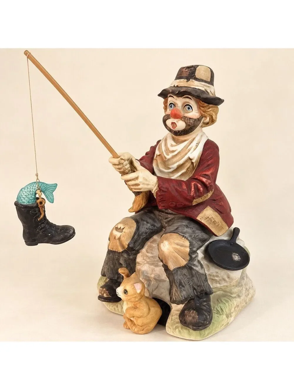 Willie Fisherman Figurine, Melody in Motion Vintage Collectible, Non-Working